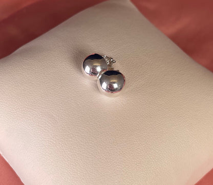 Rhodium-Plated Silver Bold Ball Stud Earrings