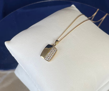 9ct Yellow Gold Pendant Half Set With Cubic Zirconia