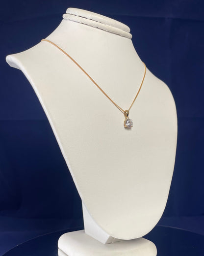 9ct Yellow Gold Cubic Zirconia Pendant Necklace