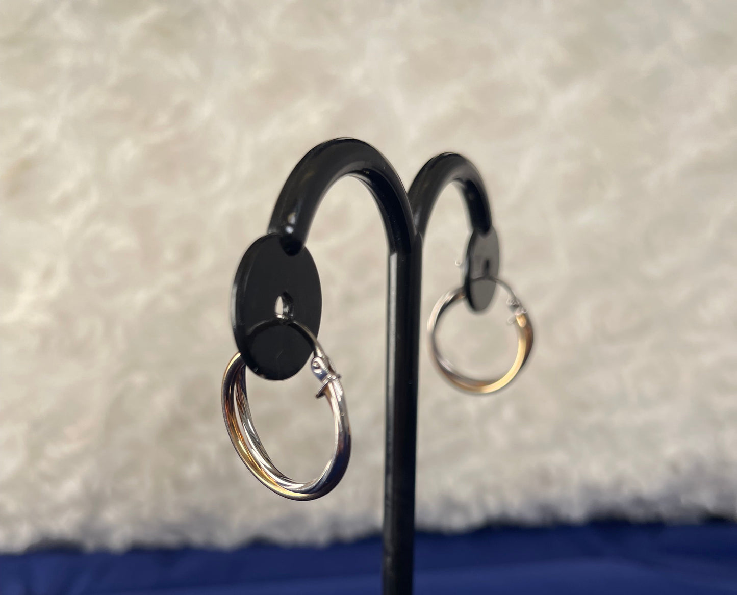 9ct White & Yellow Gold Russian Hoop Earrings