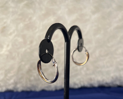 9ct White & Yellow Gold Russian Hoop Earrings