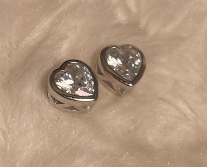 Heart Earrings With Cubic Zirconia Rhodium Plated Silver