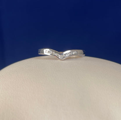 9ct White Gold Wishbone Ring Set with Diamonds