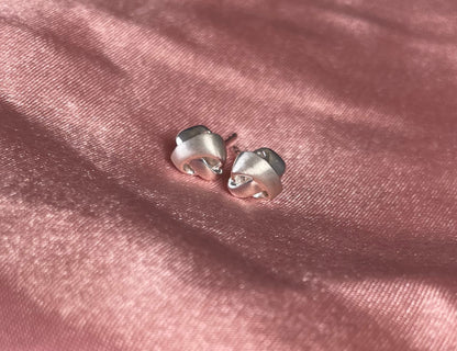 Knot Earrings With Shiny & Brushed Effect Rhodium Plated Silver