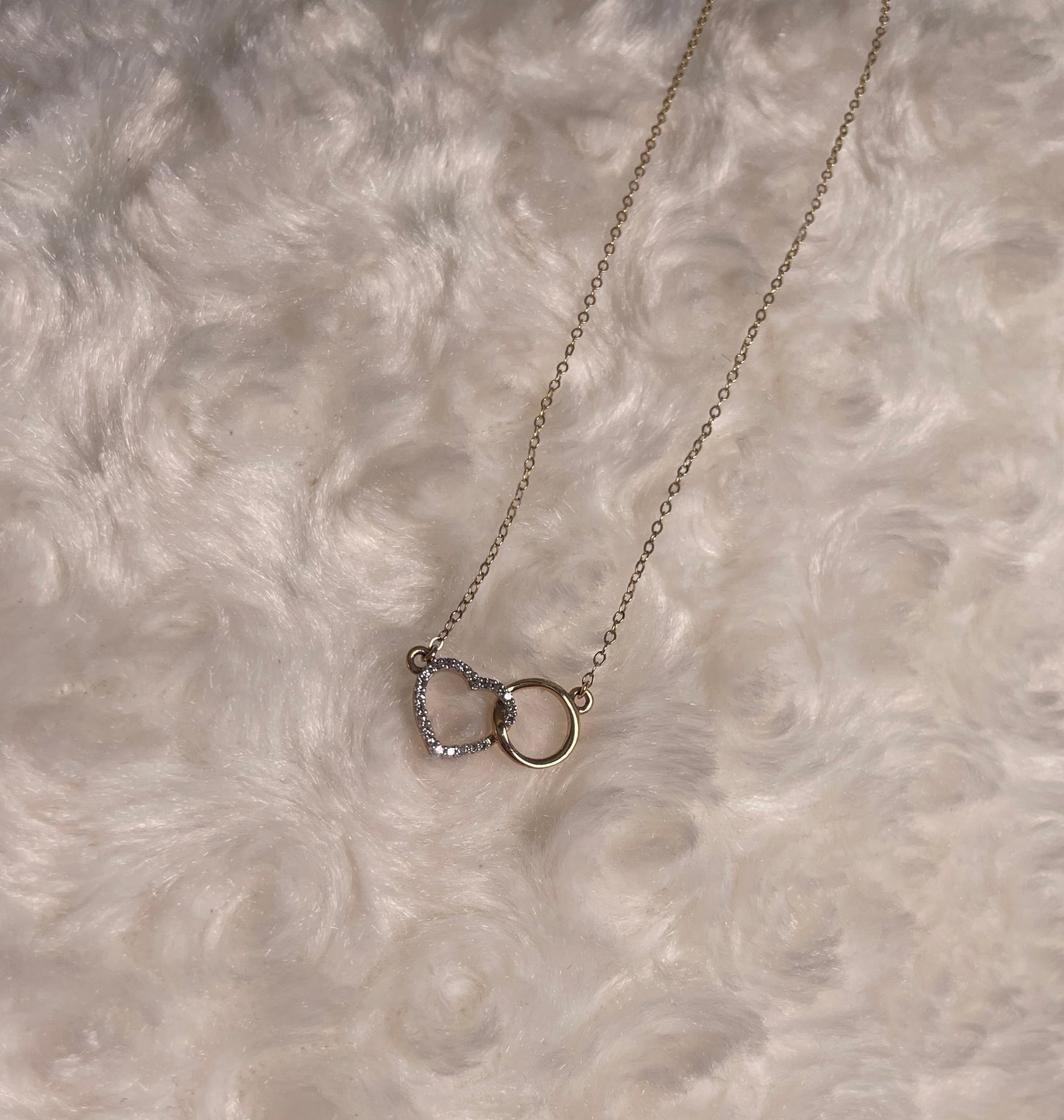 9ct Yellow Gold Diamond Set Heart with Interlocking Circle