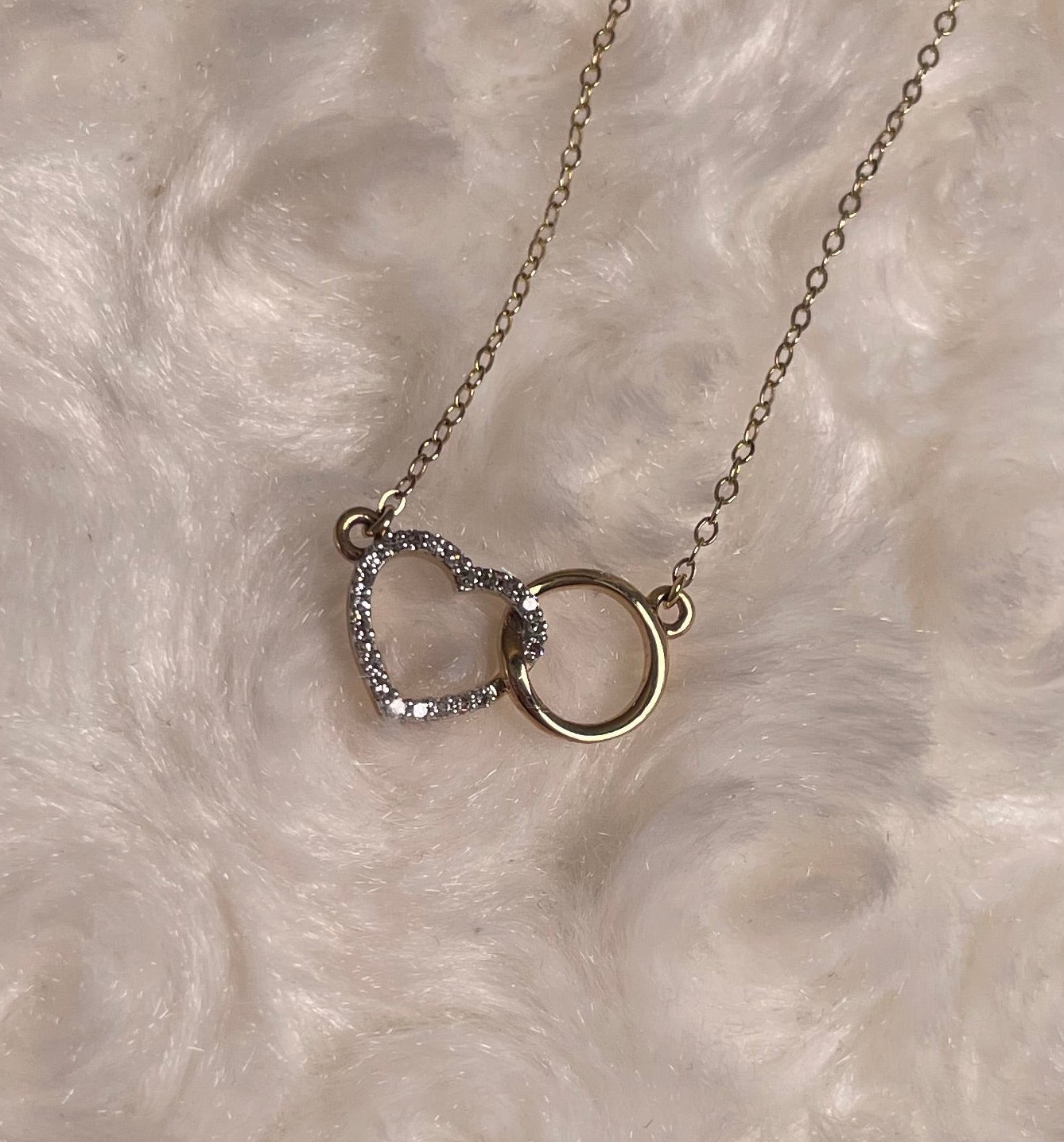 9ct Yellow Gold Diamond Set Heart with Interlocking Circle