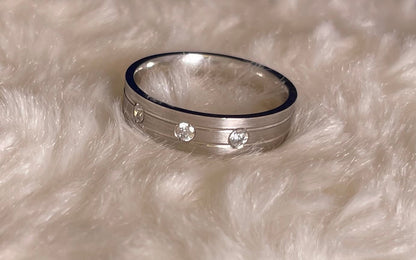 Matte Finish Flat Court Band with Cubic Zirconias