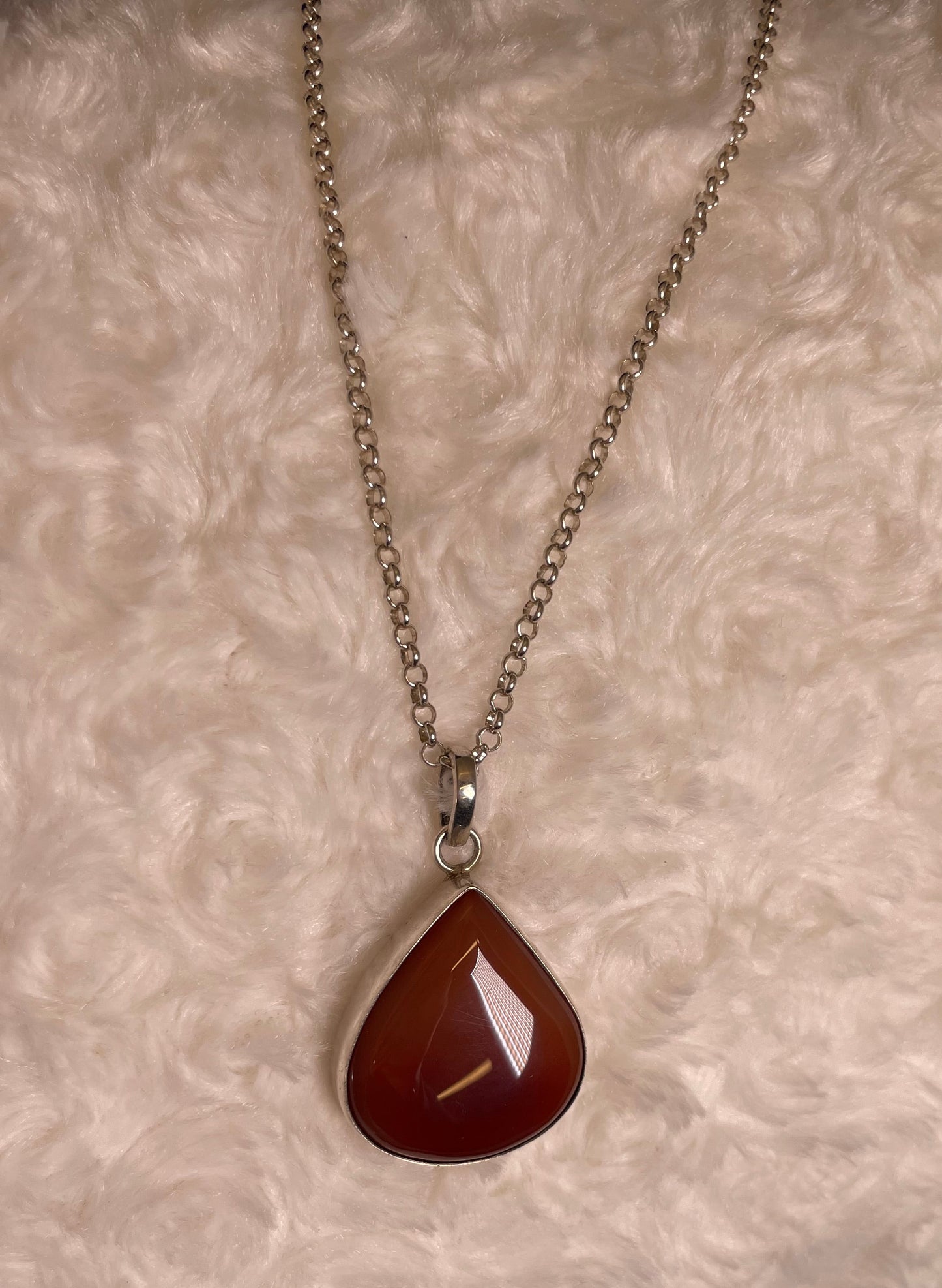 Large Silver Pear-shaped Cornelian Pendant