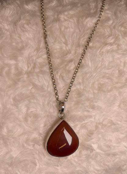 Large Silver Pear-shaped Cornelian Pendant