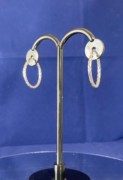 9ct White Gold Flat Twist Hoop Earrings