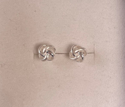Small Knot/ Twist Earrings Rhodium Plated Silver