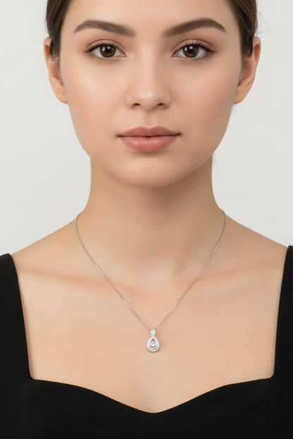 9ct White Gold Figure Eight Diamond Pendant Necklace