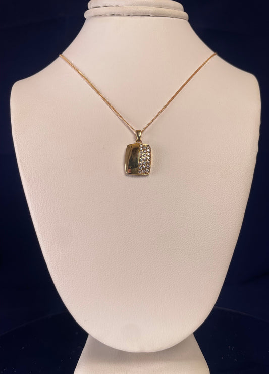 9ct Yellow Gold Pendant Half Set With Cubic Zirconia