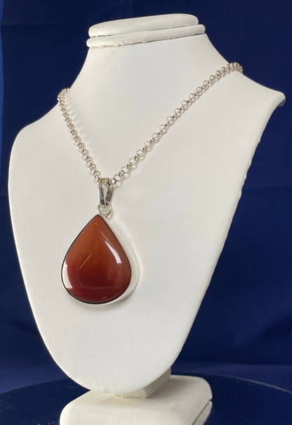 Large Silver Pear-shaped Cornelian Pendant