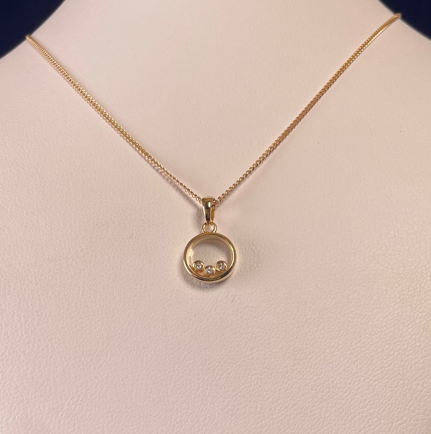 9ct Yellow Gold Floating Diamond Pendant Necklace