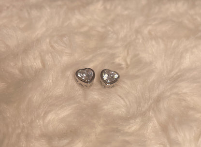 Heart Earrings With Cubic Zirconia Rhodium Plated Silver