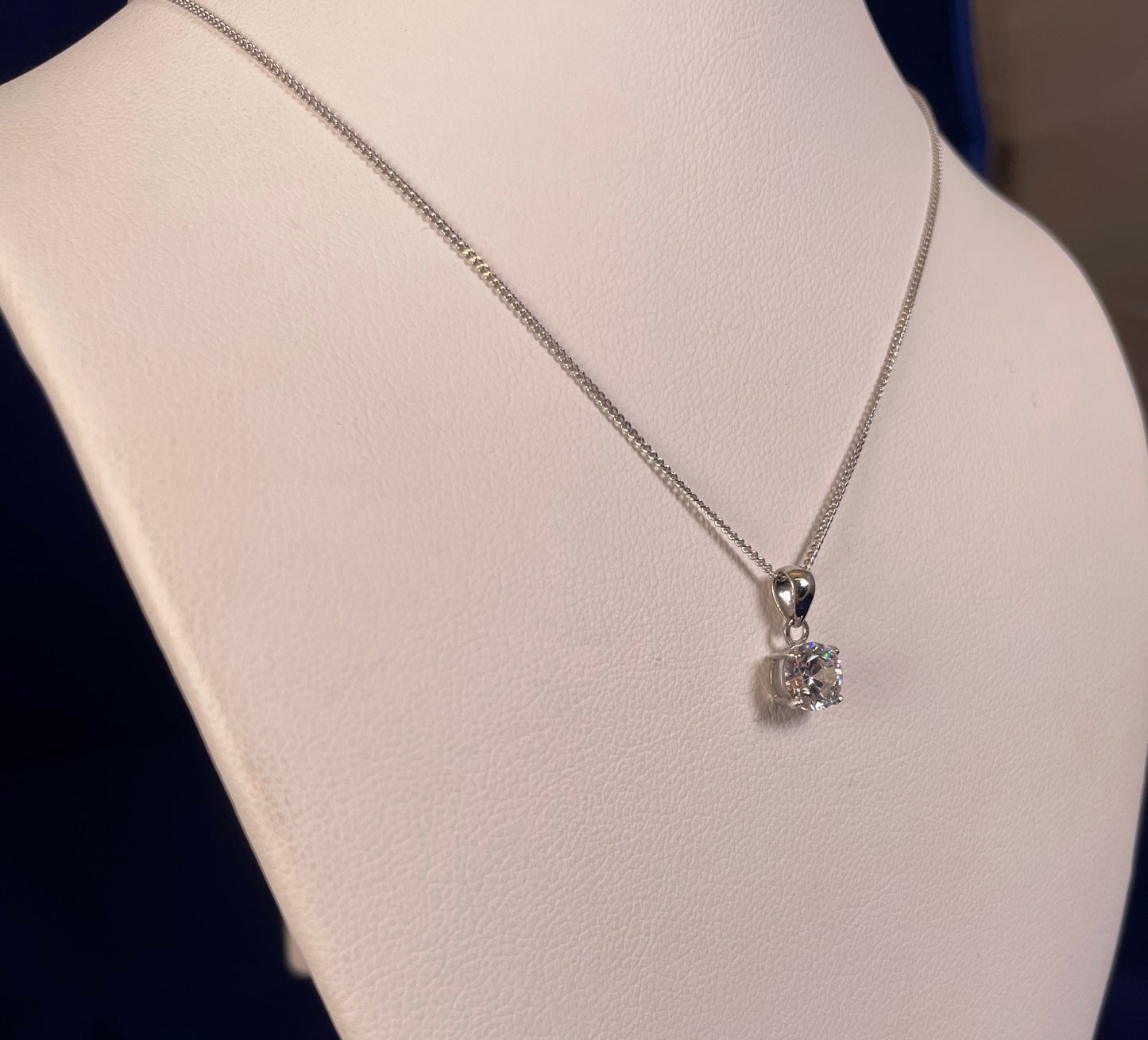 9ct White Gold Brilliant Cut Cubic Zirconia Pendant Necklace