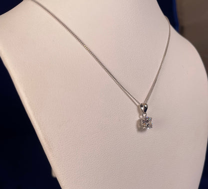 9ct White Gold Brilliant Cut Cubic Zirconia Pendant Necklace