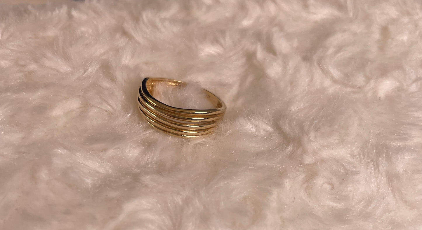 14ct Yellow Gold Five Row Ring