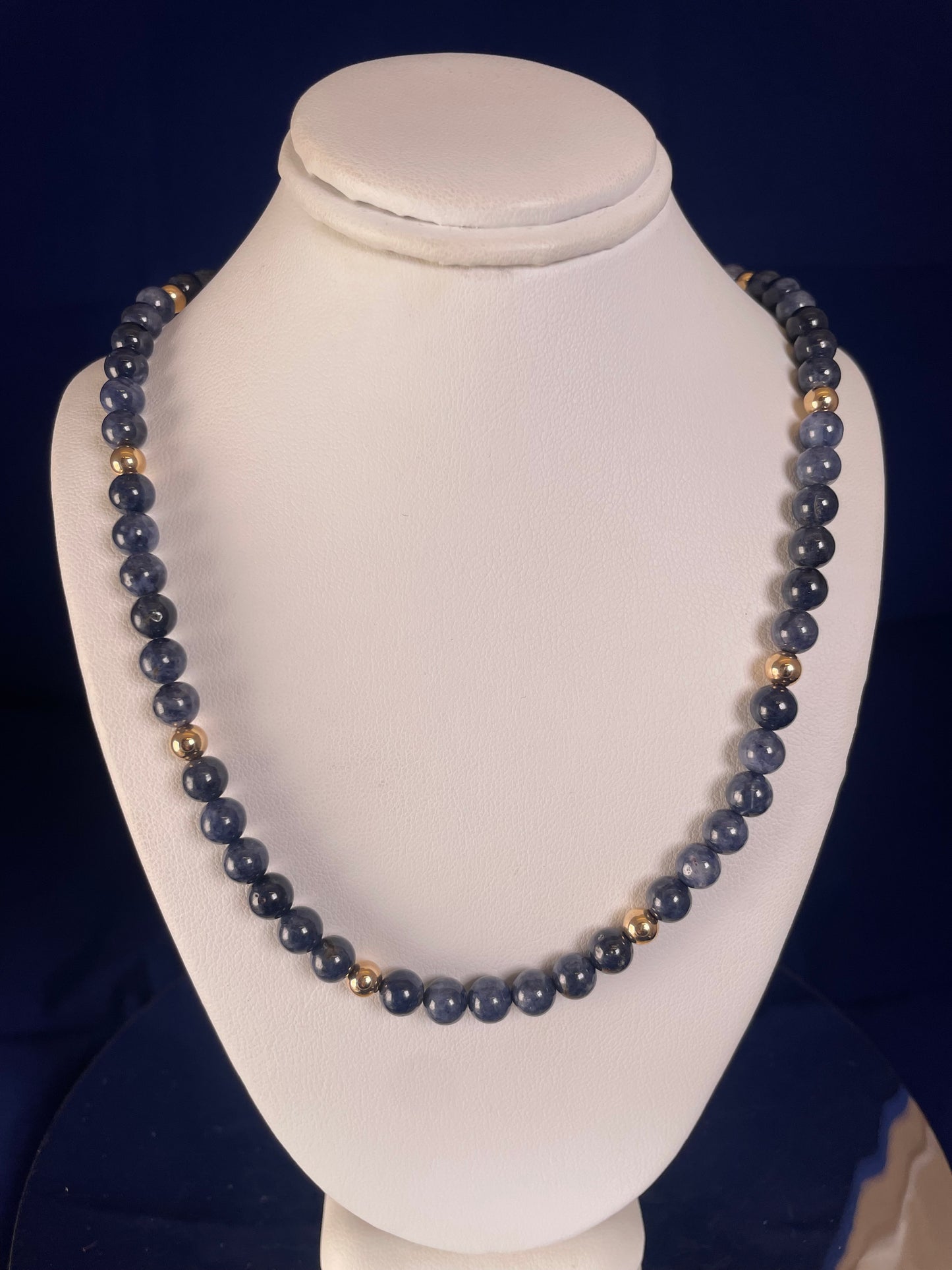 Sapphire & 9ct Yellow Gold Beaded Necklace