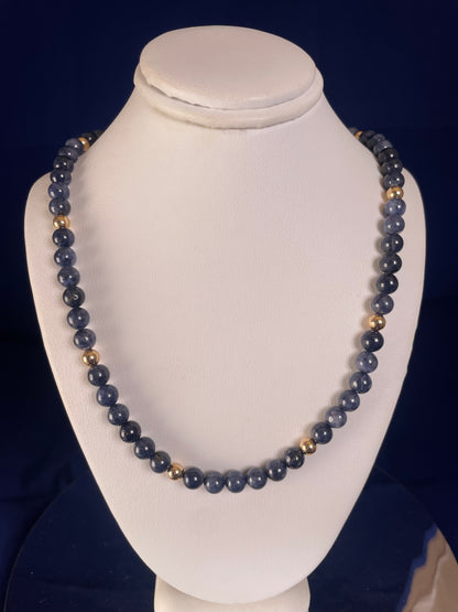 Sapphire & 9ct Yellow Gold Beaded Necklace