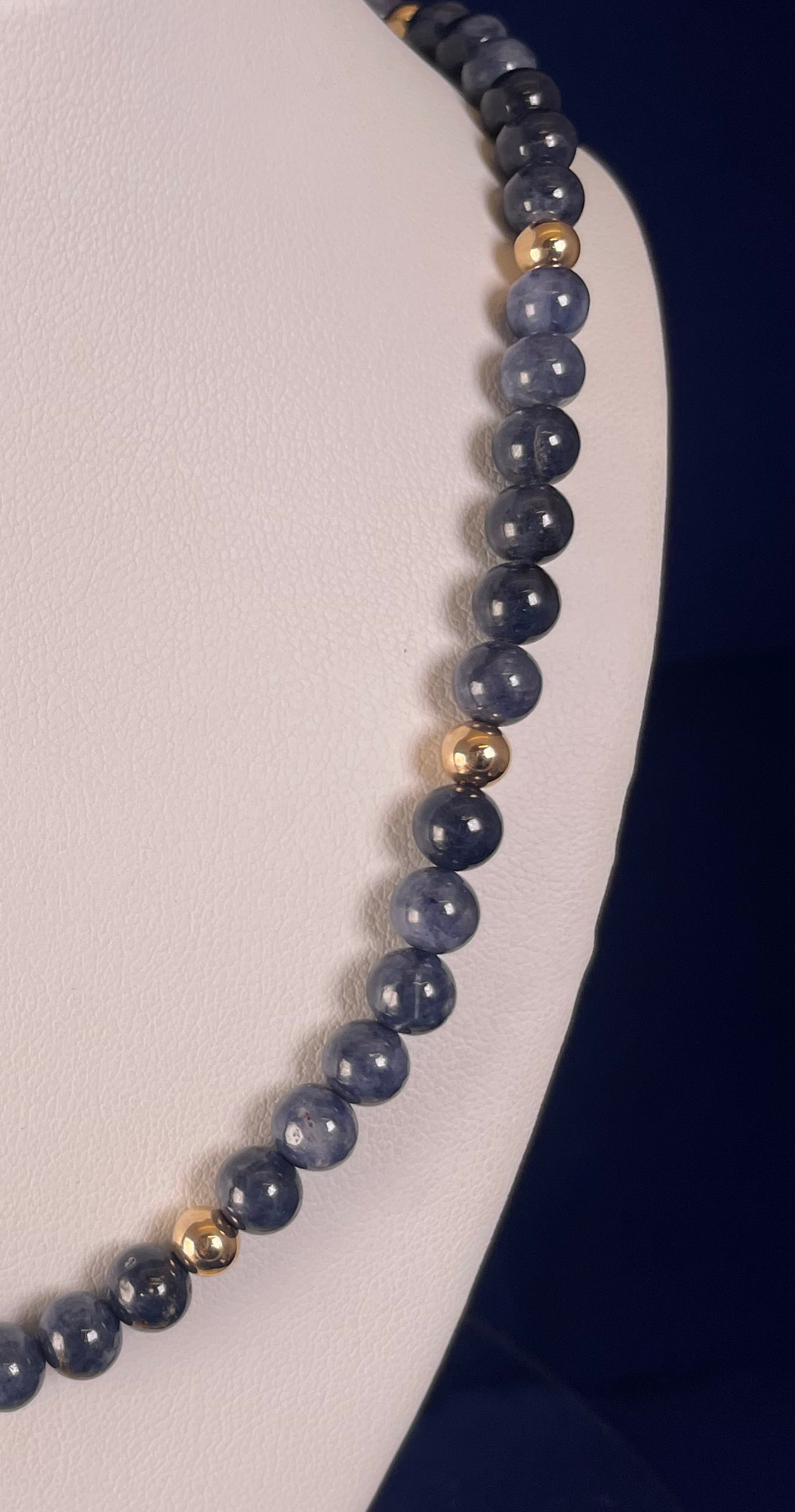 Sapphire & 9ct Yellow Gold Beaded Necklace