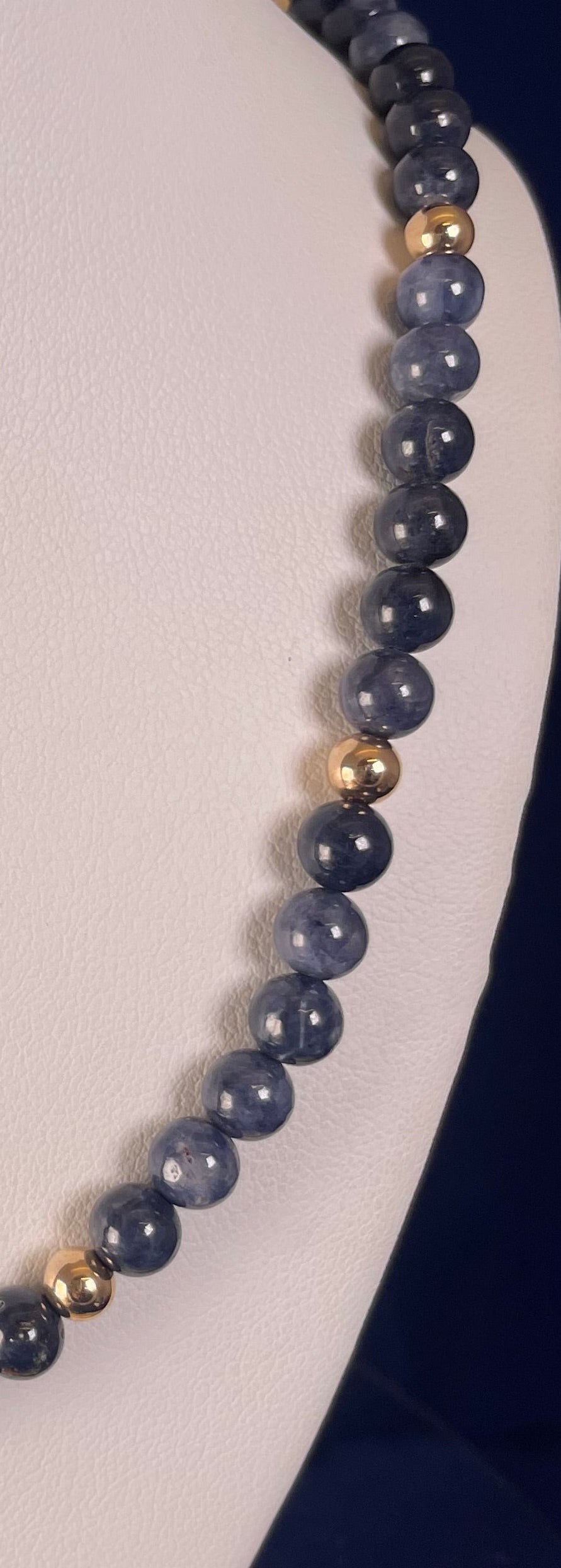 9ct Yellow Gold Sapphire Beaded Necklace
