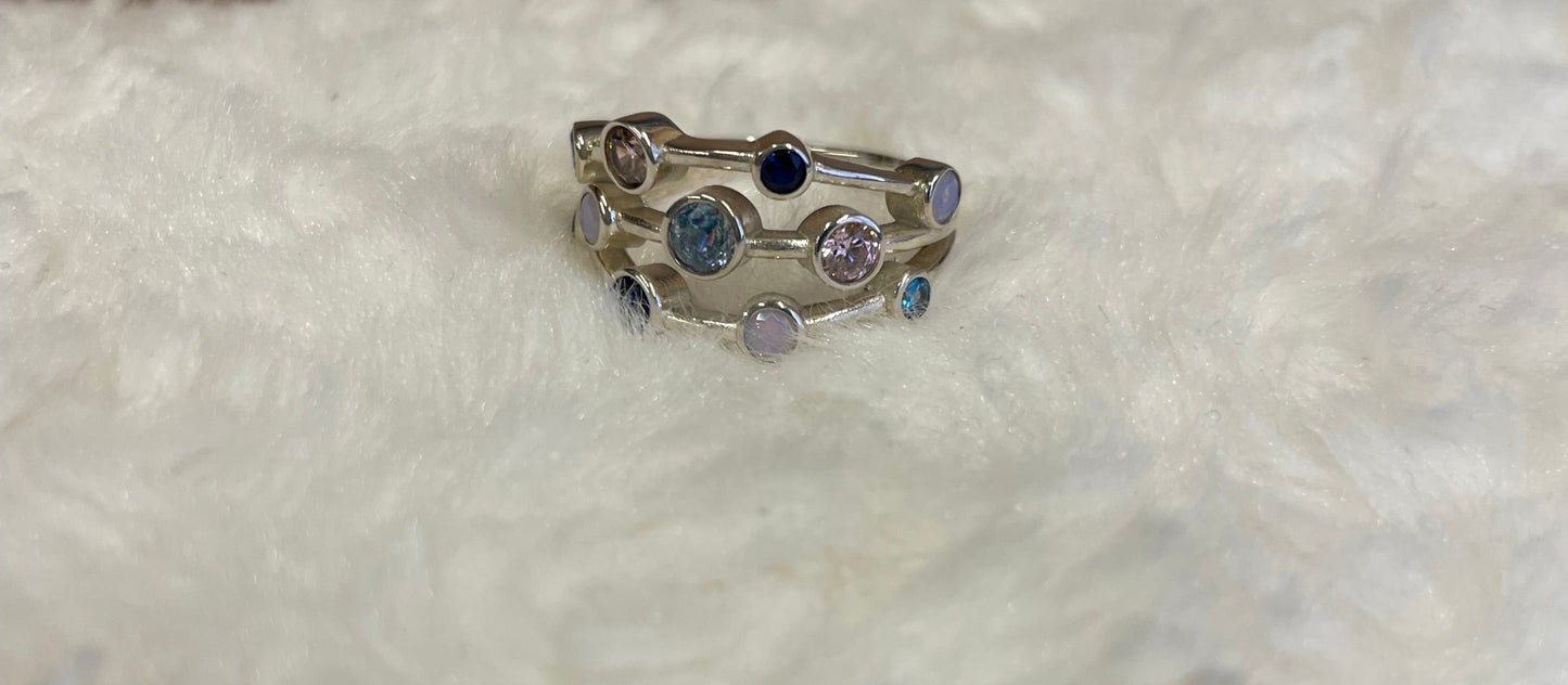 Boodle Ring With Coloured Cubic Zirconias