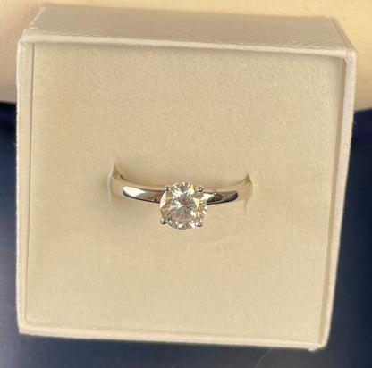 Rhodium-Plated Silver Brilliant Cut Cubic Zirconia Solitaire Ring