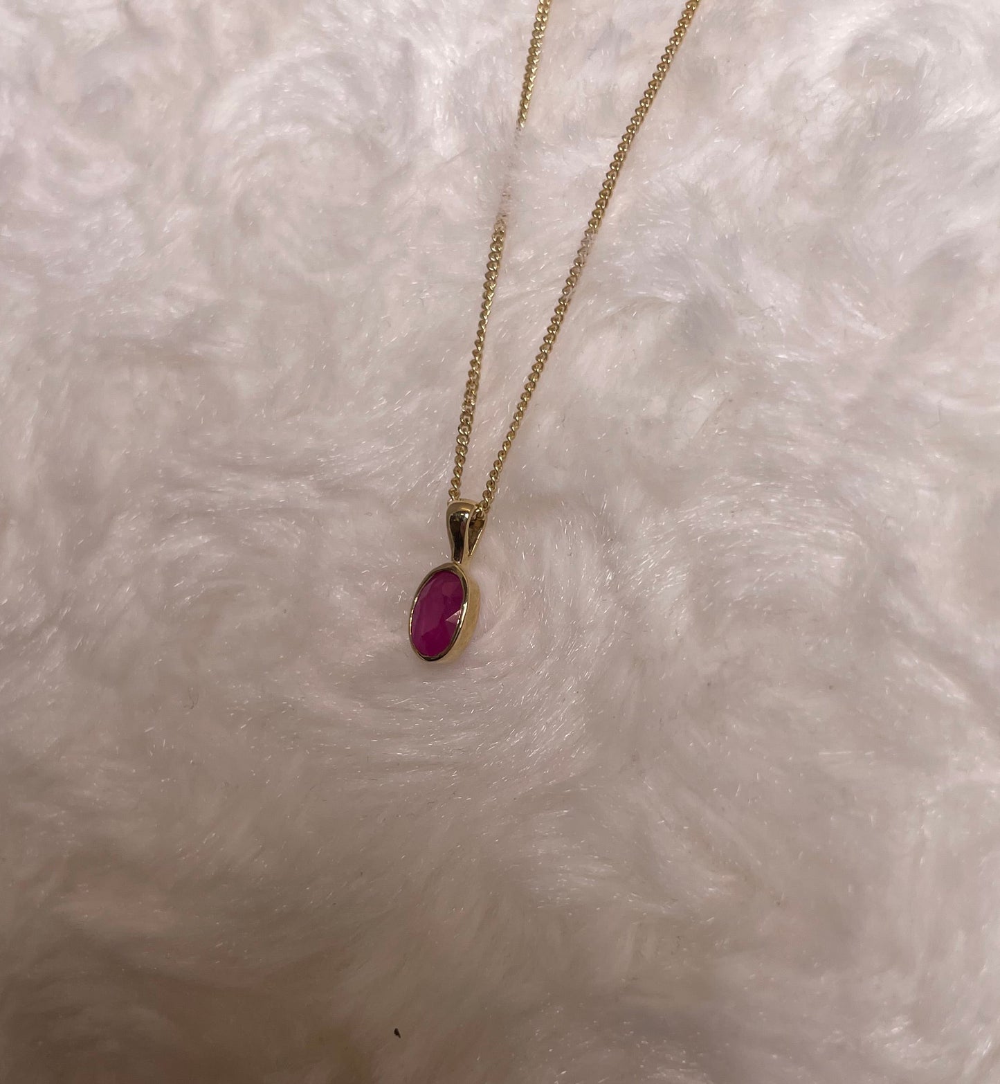 9ct Yellow Gold Oval Ruby Pendant Necklace