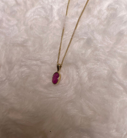 9ct Yellow Gold Oval Ruby Pendant Necklace