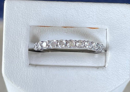 Half Eternity Ring with Cubic Zirconias - Rhodium Plated