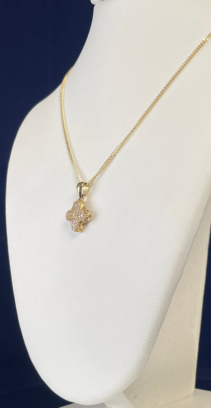 9ct Yellow Gold Four Leaf Clover Pendant Set With Cubic Zirconia