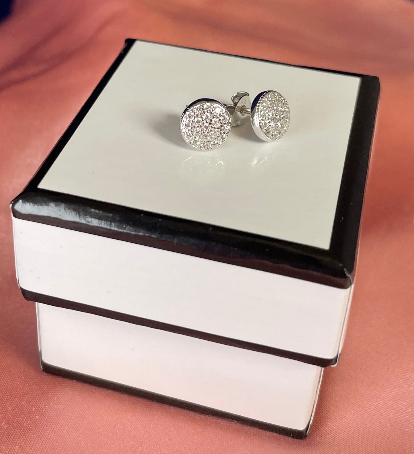 Round Earrings With Cubic Zirconia Rhodium Plated Silver