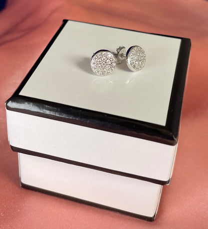 Round Earrings With Cubic Zirconia Rhodium Plated Silver