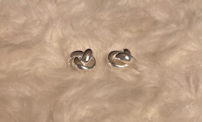 Large knot Earrings Rhodium Plated Silver