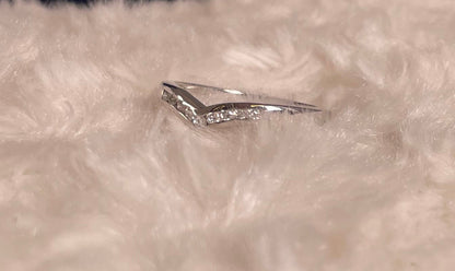 9ct White Gold Wishbone Ring Set with Diamonds