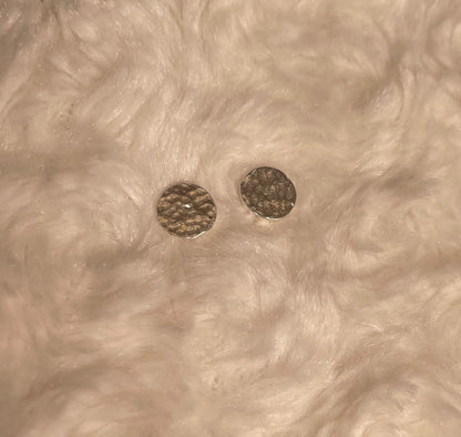 Rhodium-Plated Silver Dainty Hammered Disc Earrings
