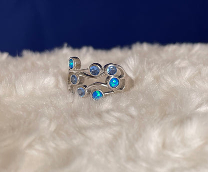 Boodle Ring with Doublets & Blue Cubic Zirconia