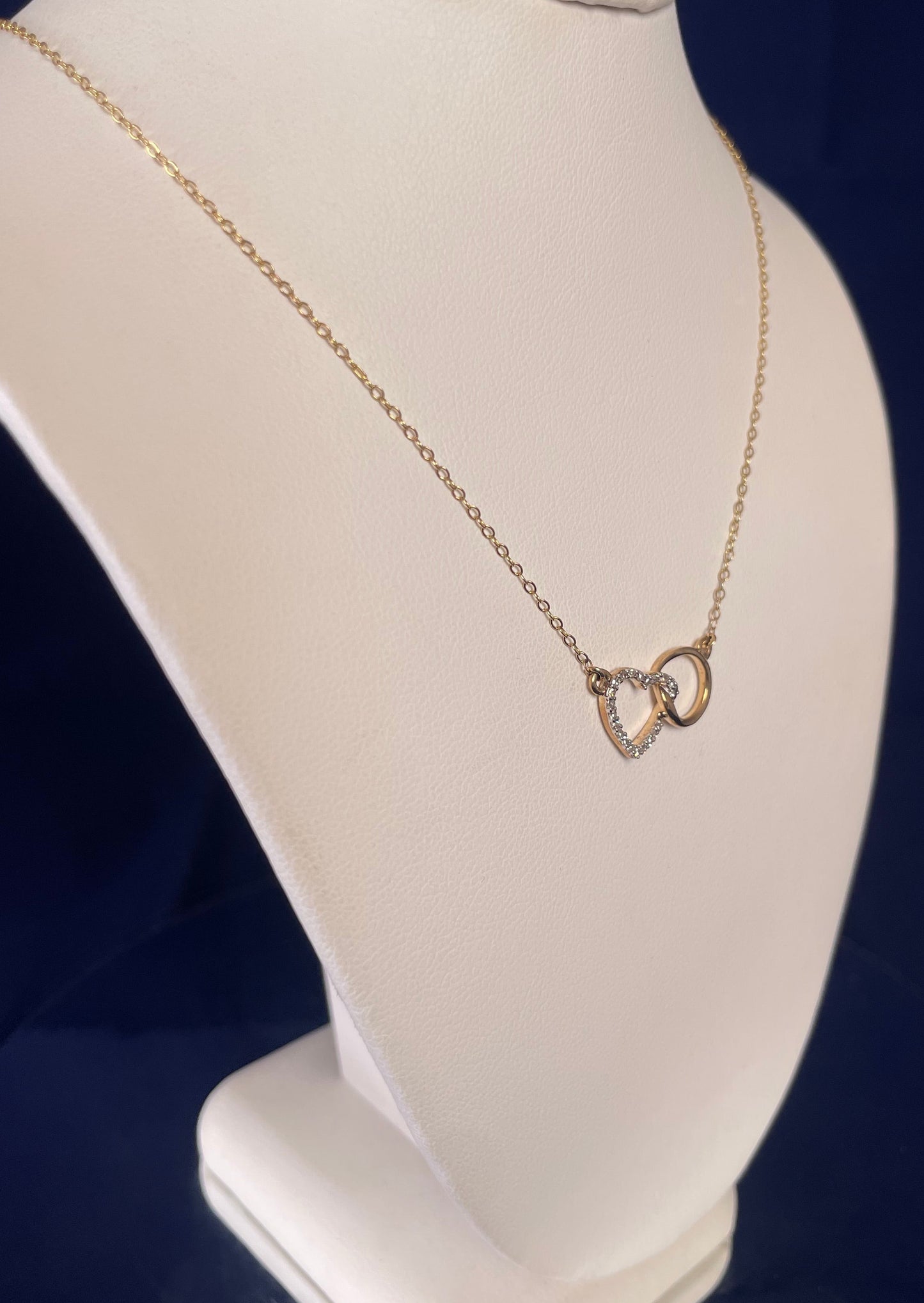 9ct Yellow Gold Diamond Set Heart with Interlocking Circle