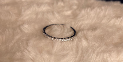 Rhodium-Plated Silver Fine Band Full Eternity Pave Setting Cubic Zirconia