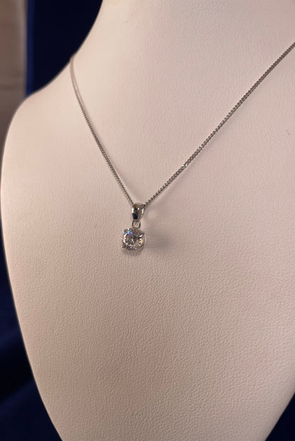 9ct White Gold Brilliant Cut Cubic Zirconia Pendant Necklace