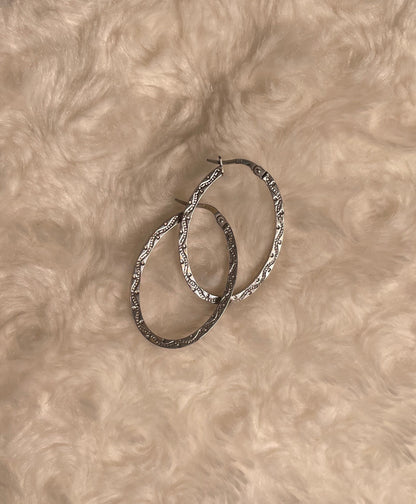 9ct White Gold Slim Flat Oval Hoop Earrings