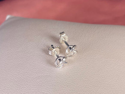 Rhodium-Plated Silver Delicate Knot/Twist Earrings