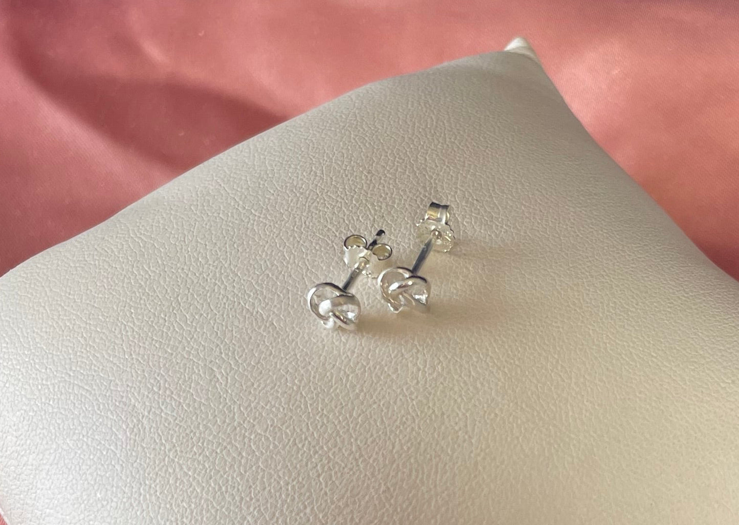 Small Knot/ Twist Earrings Rhodium Plated Silver