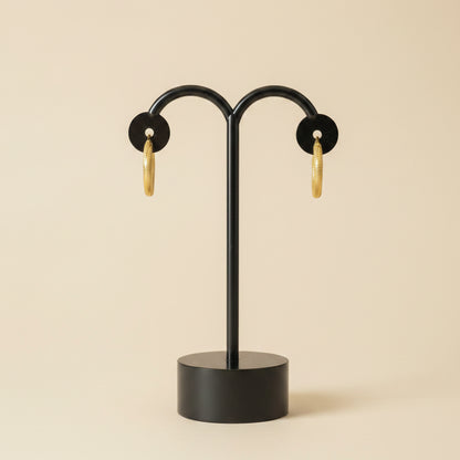 9ct Yellow Gold Patterned Matte Finish Hoop Earrings