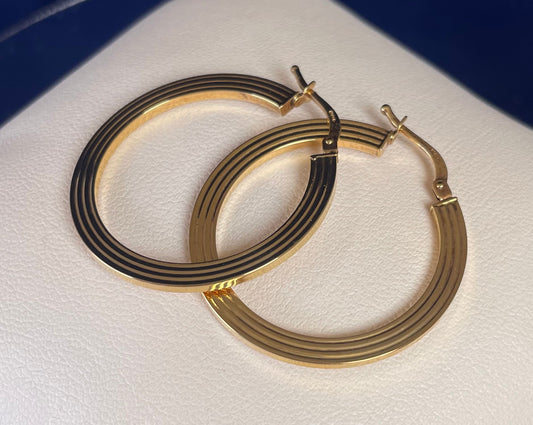 9ct Yellow Gold Flat Hoop Earrings.