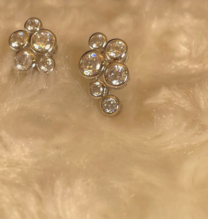 Silver Boodle Style Earrings with Cubic Zirconias