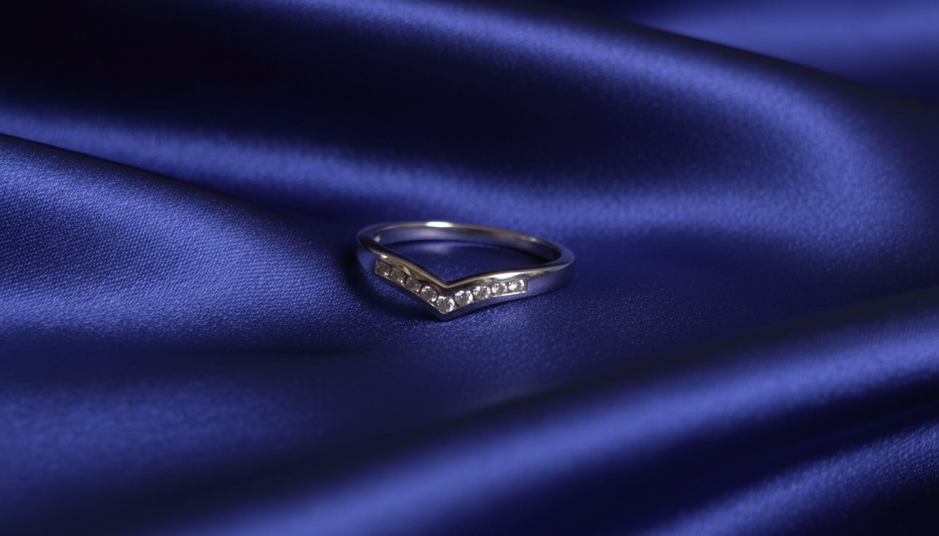 9ct White Gold Wishbone Ring Set with Diamonds