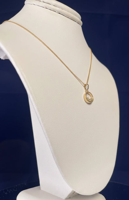 9ct Yellow Gold Floating Diamond Pendant Necklace
